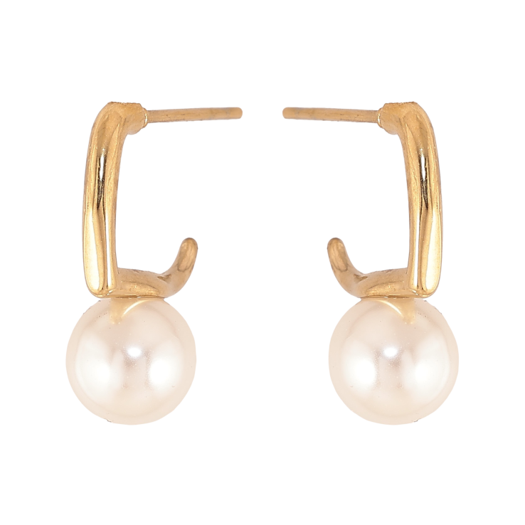 Серьги Xuping TTM Stainless Steel цвет 14К пусеты "Дужки с жемчужинами" фото №7