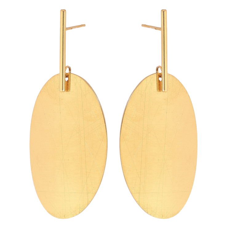 Сережки Xuping TTM Stainless Steel колір 14К пусети "Овальні підвіски" фото №5