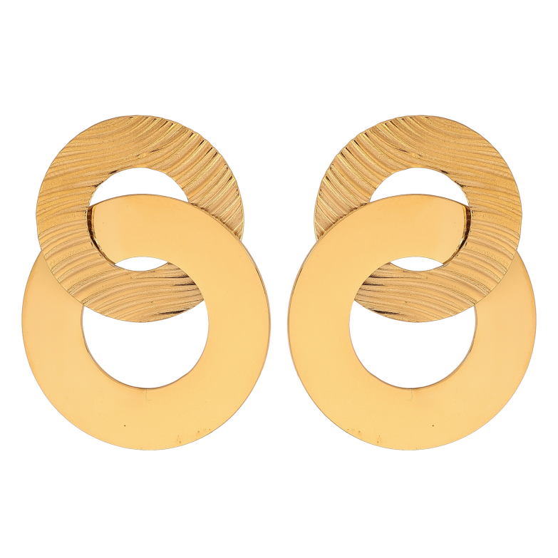 Сережки Xuping TTM Stainless Steel колір 14К пусети "Круги" фото №8