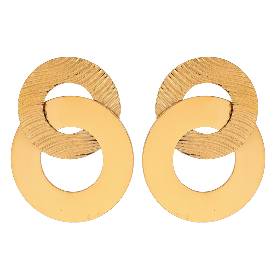 Серьги Xuping TTM Stainless Steel цвет 14К пусеты "Круги" фото №1