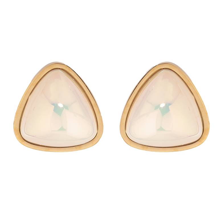 Сережки Xuping TTM Stainless Steel колір 14К пусети "Перламутрові трикутники" 18х18мм фото №21