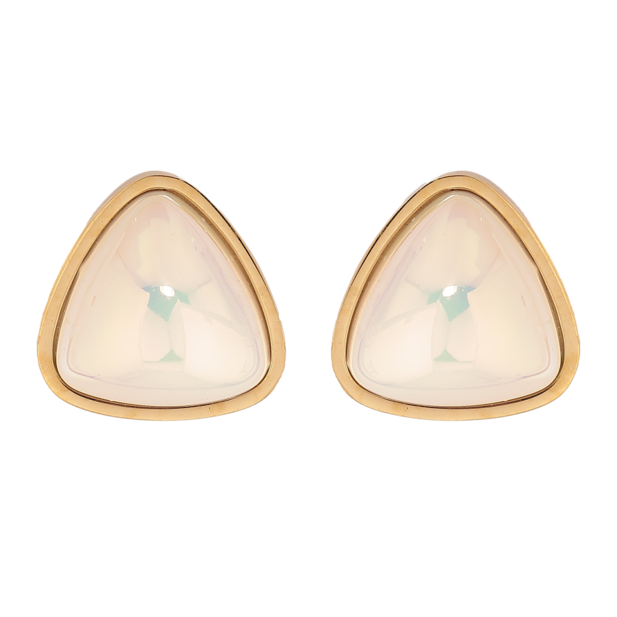 Сережки Xuping TTM Stainless Steel колір 14К пусети "Перламутрові трикутники" 18х18мм фото №1