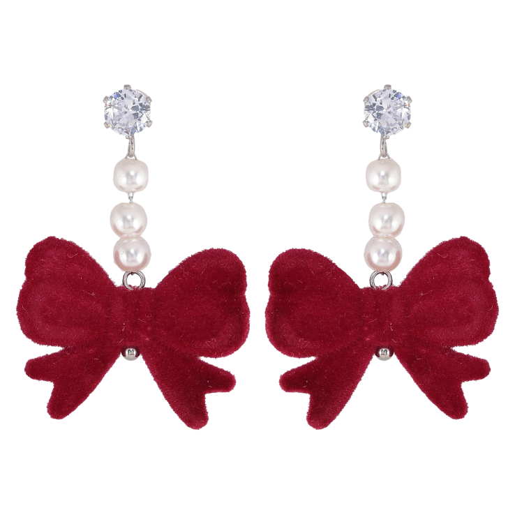 Сережки Xuping TTM Stainless Steel колір Родій пусети "Червоні оксамитові бантики" фото №15 Сережки Xuping TTM Stainless Steel колір Родій пусети "Червоні оксамитові бантики" фото №15