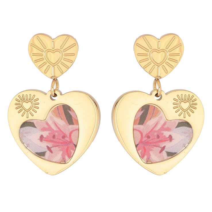 Серьги Xuping TTM Stainless Steel цвет 14К пусеты "Сердечки с цветными вставками" фото №16