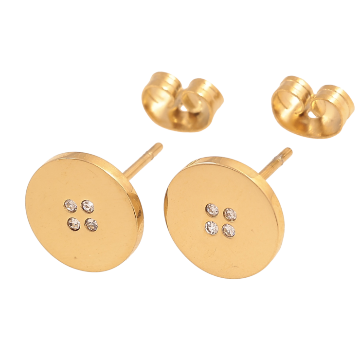 Сережки Xuping TTM Stainless Steel колір 14К пусети "Ґудзики" фото №14 Сережки Xuping TTM Stainless Steel колір 14К пусети "Ґудзики" фото №14