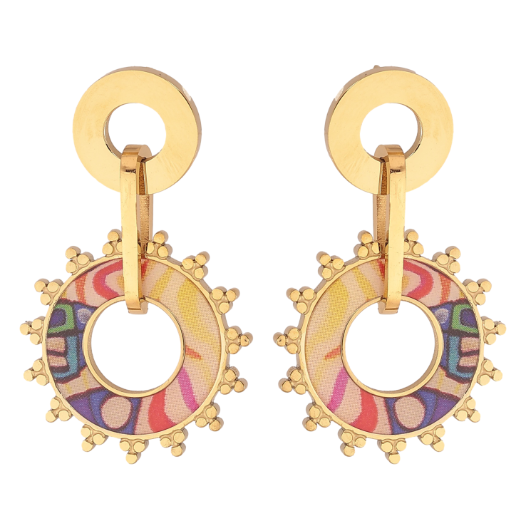 Серьги Xuping TTM Stainless Steel цвет 14К пусеты "Подвески с цветными вставками" фото №6