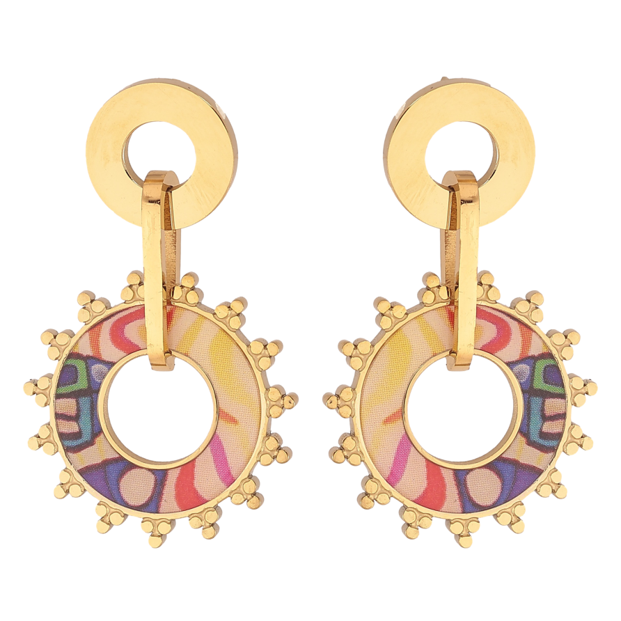 Серьги Xuping TTM Stainless Steel цвет 14К пусеты "Подвески с цветными вставками" фото №1