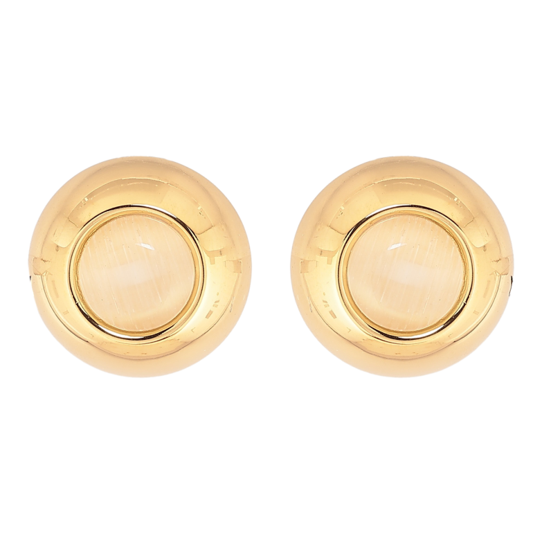 Серьги Xuping TTM Stainless Steel цвет 14К пусеты "Круги с бежевыми кристаллами" фото №1