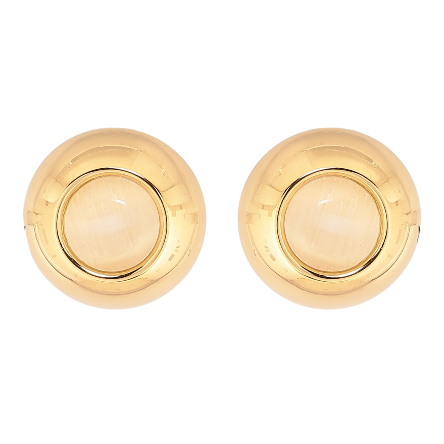 Сережки Xuping TTM Stainless Steel колір 14К пусети "Кола з бежевими кристалами" фото №1