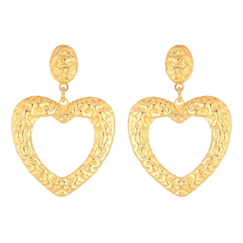 Серьги Xuping TTM Stainless Steel цвет 14К пусеты "Сердечки" фото №1