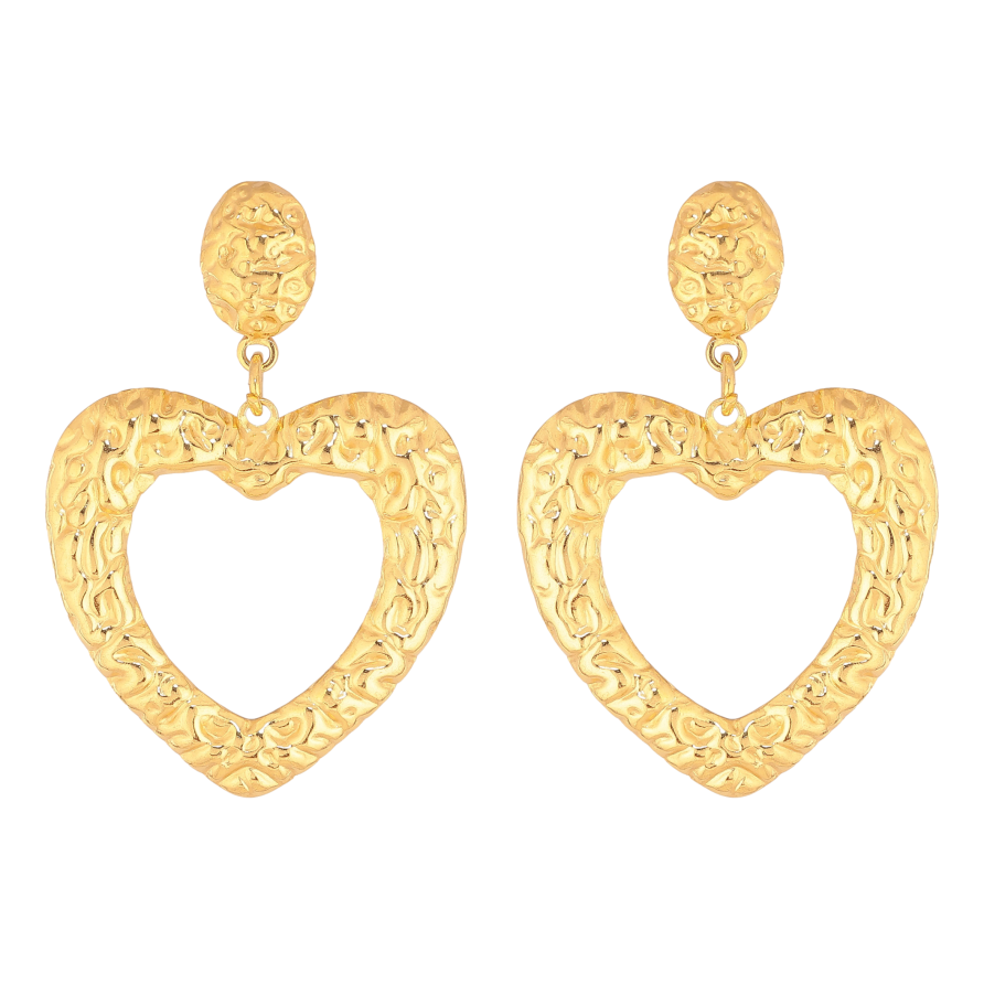 Сережки Xuping TTM Stainless Steel колір 14К пусети "Сердечка" фото №1