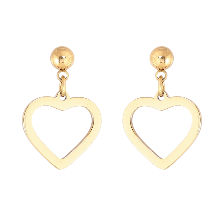 Сережки Xuping TTM Stainless Steel колір 14К пусети сердечка фото №9