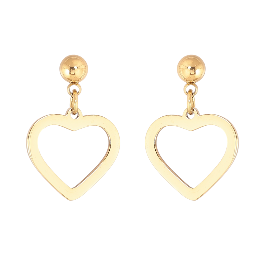 Сережки Xuping TTM Stainless Steel колір 14К пусети сердечка фото №1