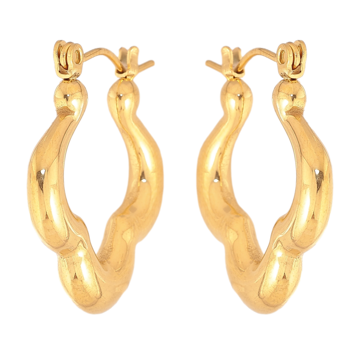 Сережки Xuping TTM Stainless Steel колір 14К замок-шпилька "Декоративний візерунок" фото №12