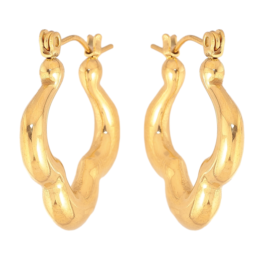 Сережки Xuping TTM Stainless Steel колір 14К замок-шпилька "Декоративний візерунок" фото №1