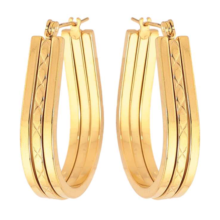 Сережки Xuping TTM Stainless Steel колір 14К замок-шпилька "Декоративний візерунок" фото №10