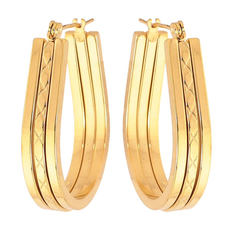 Сережки Xuping TTM Stainless Steel колір 14К замок-шпилька "Декоративний візерунок" фото №10 Сережки Xuping TTM Stainless Steel колір 14К замок-шпилька "Декоративний візерунок" фото №10