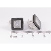 Серьги Xuping TTM Stainless Steel цвет Родий английский замок "Квадраты с черной керамикой и кристаллами" фото №2