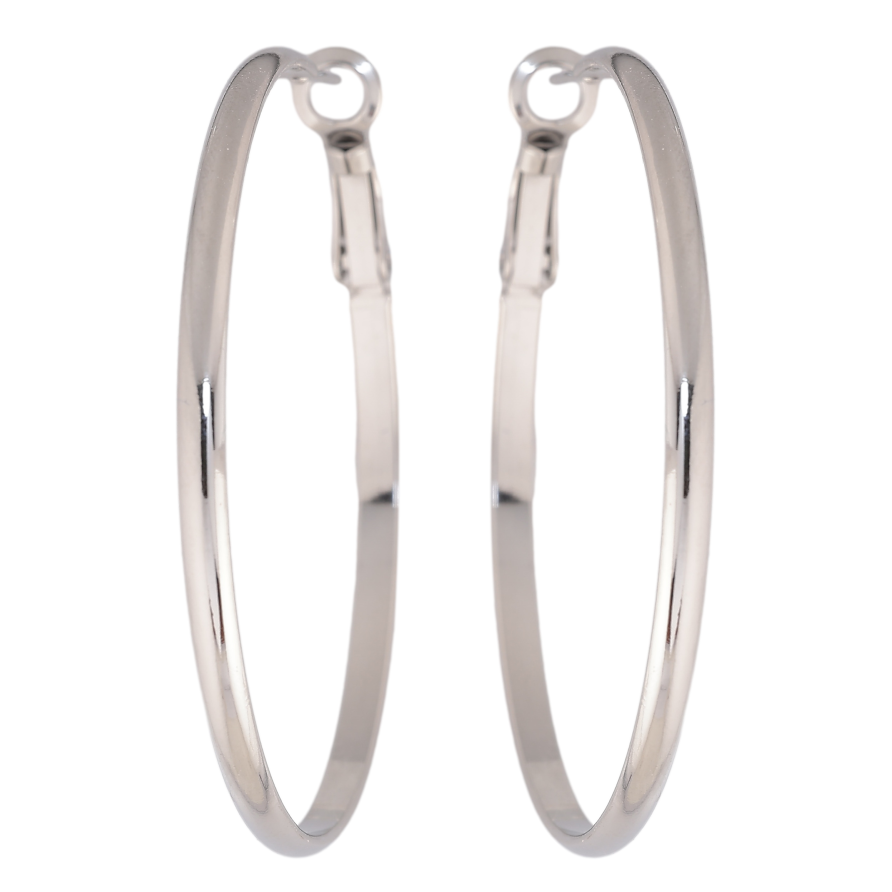 Серьги Xuping TTM Stainless Steel цвет Родий кольца (конго) "Классические" ø 5см фото №1