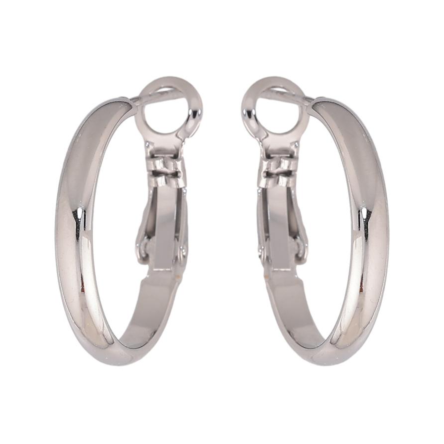 Серьги Xuping TTM Stainless Steel цвет Родий кольца (конго) "Классические" ø 2см фото №1