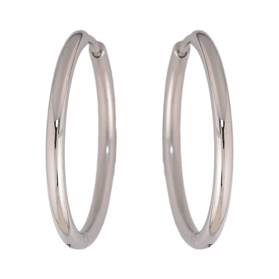 Серьги Xuping TTM Stainless Steel цвет Родий кольца (конго) "Классические" ø 2.5см фото №1