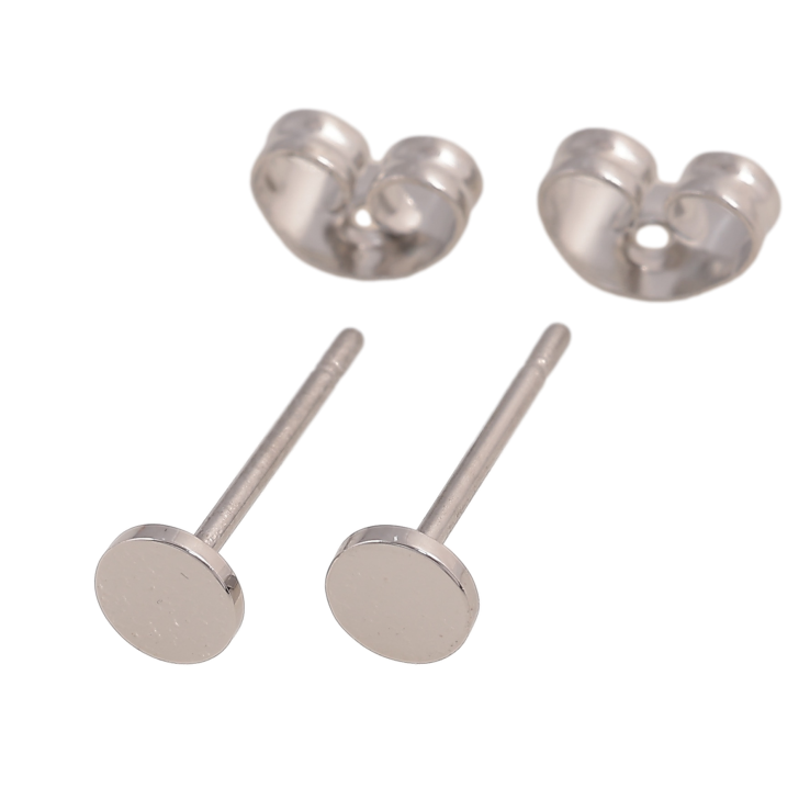 Сережки Xuping TTM Stainless Steel колір Родій пусети "Кола" ø 4мм фото №19