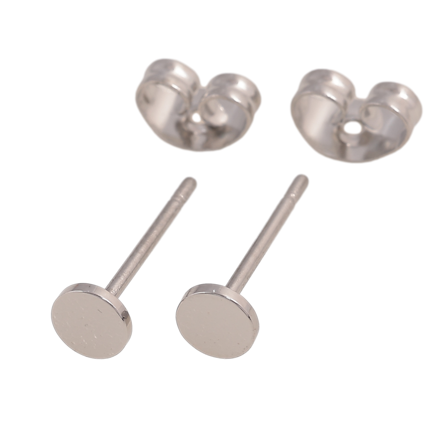 Сережки Xuping TTM Stainless Steel колір Родій пусети "Кола" ø 4мм фото №1