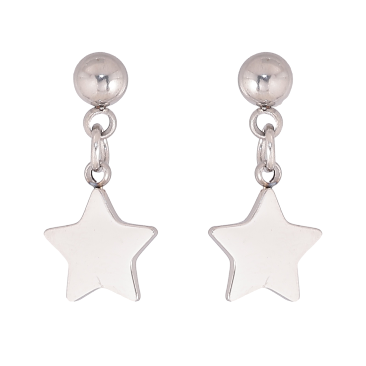 Сережки Xuping TTM Stainless Steel колір Родій пусети "Зірки" 2 в 1 фото №7