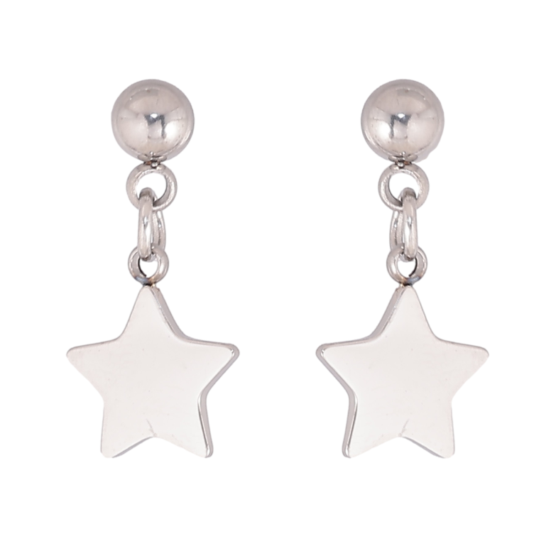 Сережки Xuping TTM Stainless Steel колір Родій пусети "Зірки" 2 в 1 фото №12