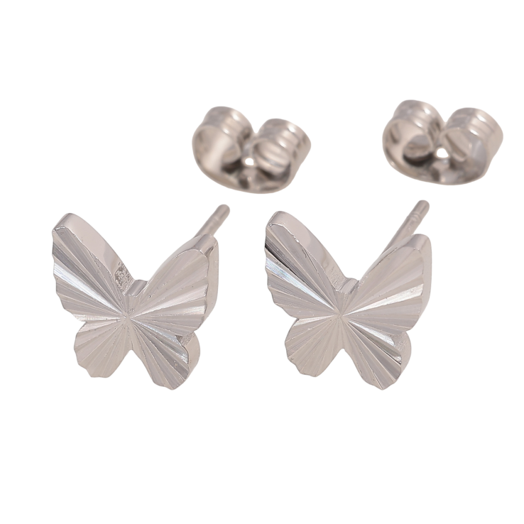Сережки Xuping TTM Stainless Steel колір Родій пусети "Метелики" фото №17