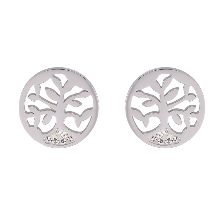 Серьги Xuping TTM Stainless Steel цвет Родий пусеты "Древо жизни"  фото №2
