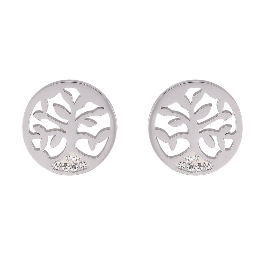 Сережки Xuping TTM Stainless Steel колір Родій пусети "Древо життя" фото №1