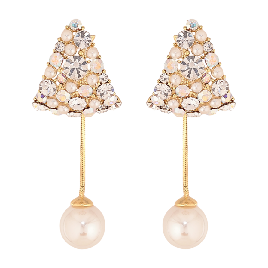 Сережки Xuping колір 14K з кристалами Swarovski пусети "Авангард з кристалами АВ та перлинами ø 8мм" фото №1 Сережки Xuping колір 14K з кристалами Swarovski пусети "Авангард з кристалами АВ та перлинами ø 8мм" фото №1