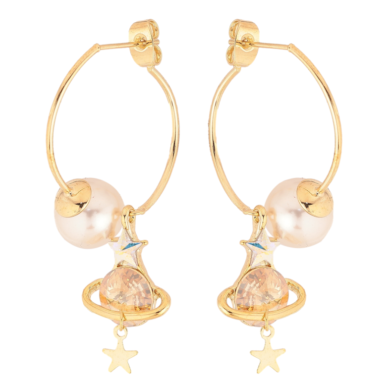 Серьги Xuping цвет 14K с кристаллами Swarovski пусеты "Галактика с кр-ллами Topaz и АВ" фото №1