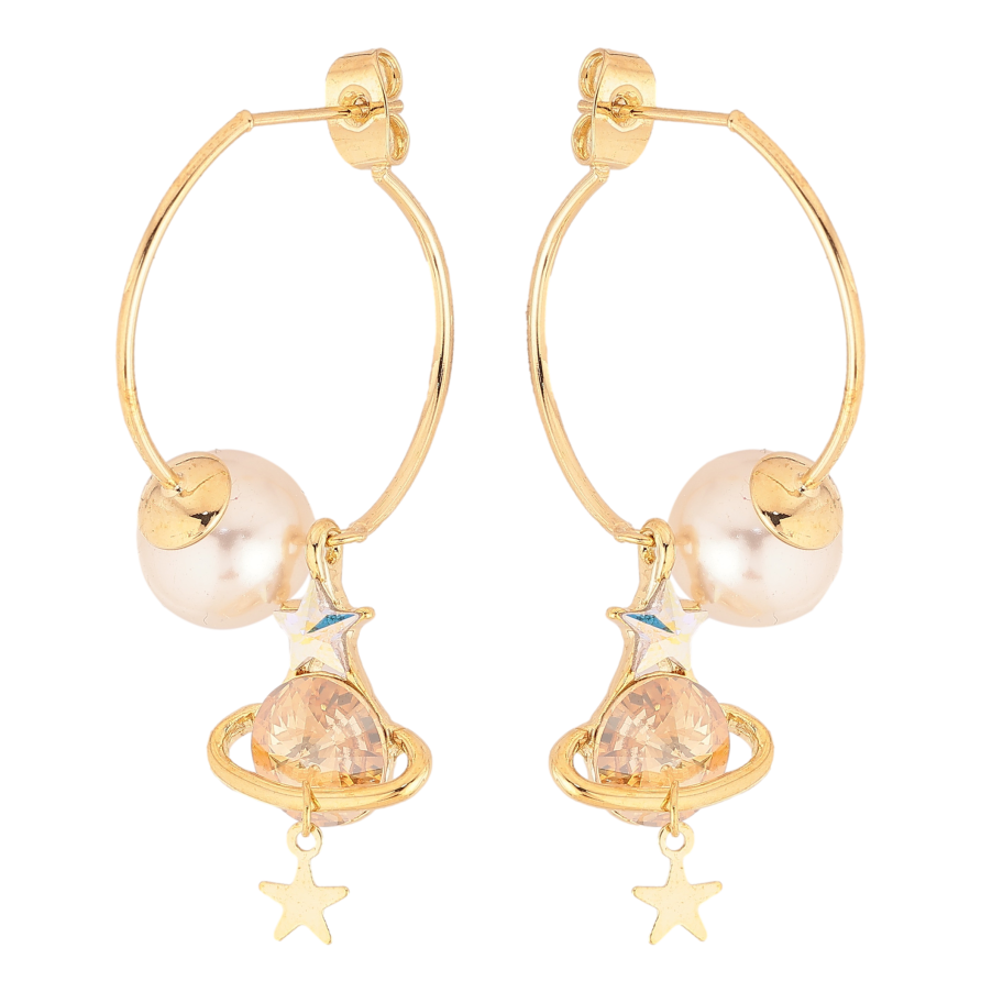 Сережки Xuping колір 14K з кристалами Swarovski пусети "Галактика з кр-ллами Topaz та АВ" фото №1