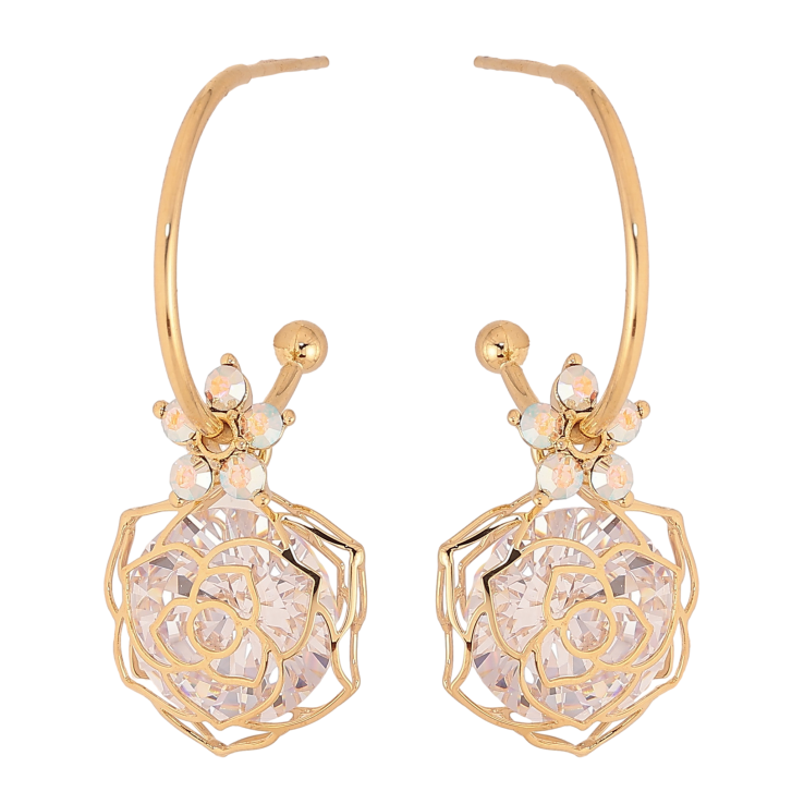 Сережки Xuping колір 14K з кристалами Swarovski пусети "Квіточки з кристалами АВ на дужках" фото №15 Сережки Xuping колір 14K з кристалами Swarovski пусети "Квіточки з кристалами АВ на дужках" фото №15