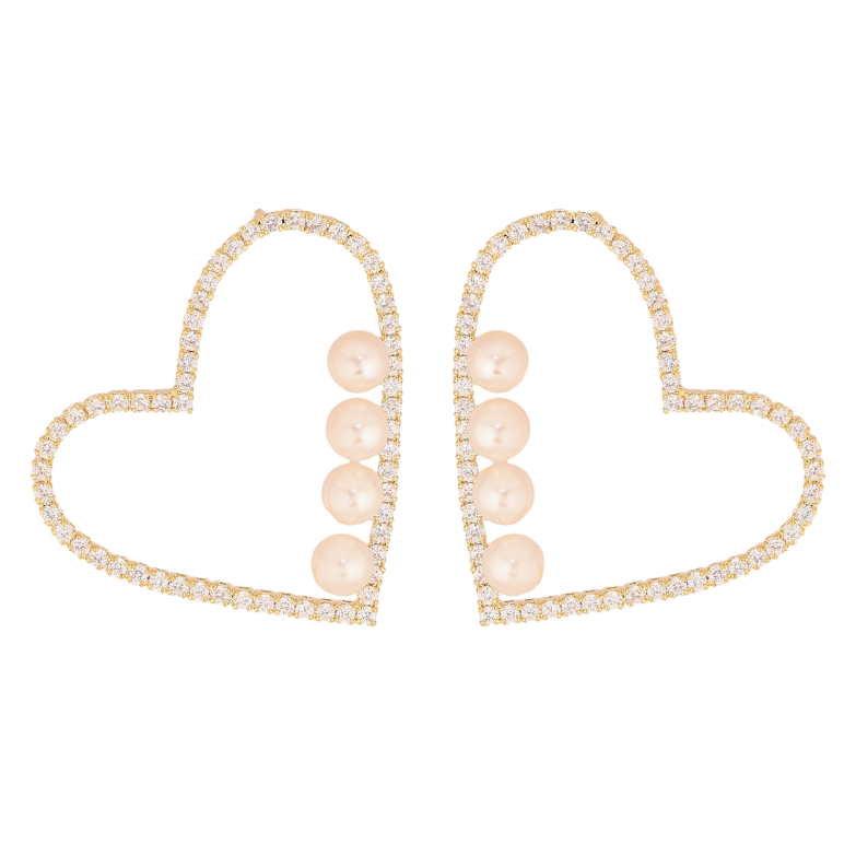 Серьги Xuping цвет 14K с кристаллами Swarovski пусеты "Сердечки с мелкими кристаллами Clear и жемчужинами" фото №7 Серьги Xuping цвет 14K с кристаллами Swarovski пусеты "Сердечки с мелкими кристаллами Clear и жемчужинами" фото №7