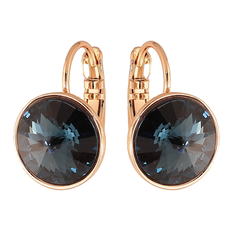 Сережки Xuping колір 18К із кристалами Swarovski французький замок "Кристали Montana" ø 12мм фото №1 Сережки Xuping колір 18К із кристалами Swarovski французький замок "Кристали Montana" ø 12мм фото №1