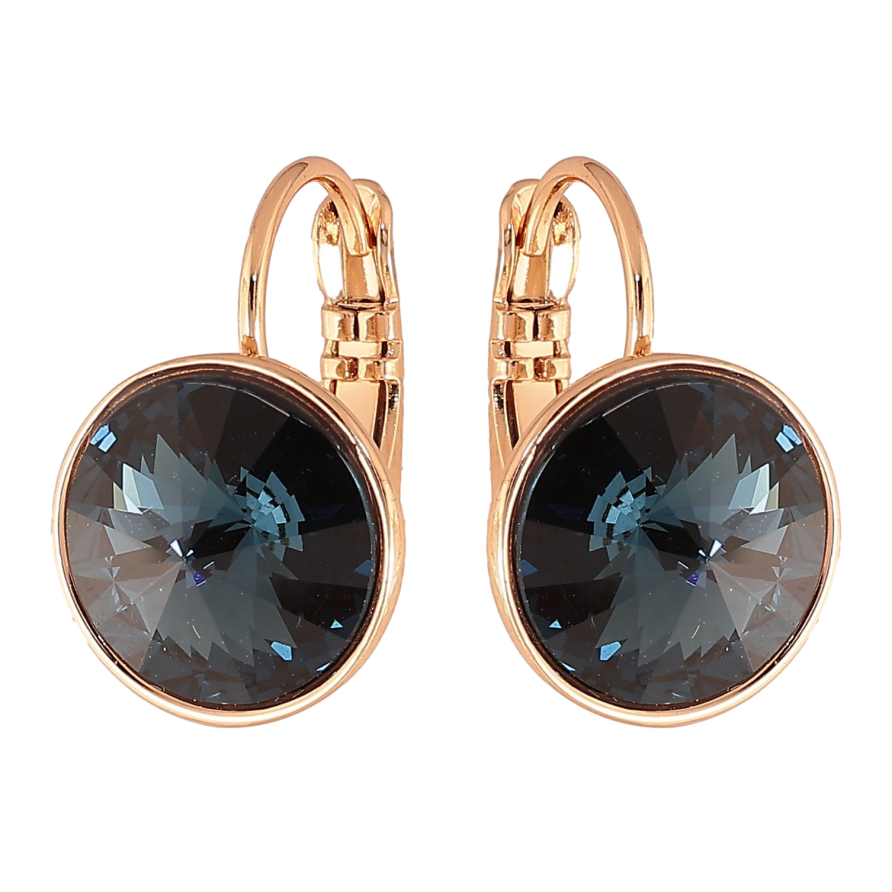 Сережки Xuping колір 18К із кристалами Swarovski французький замок "Кристали Montana" ø 12мм фото №1 Сережки Xuping колір 18К із кристалами Swarovski французький замок "Кристали Montana" ø 12мм фото №1