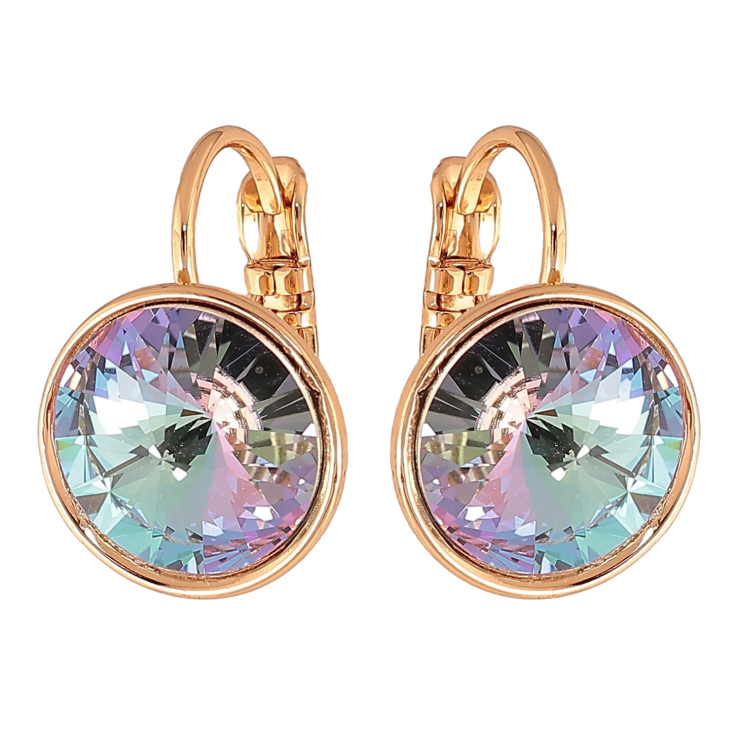 Сережки Xuping колір 18К із кристалами Swarovski французький замок "Кристали Paradise Shine" ø 12мм фото №12 Сережки Xuping колір 18К із кристалами Swarovski французький замок "Кристали Paradise Shine" ø 12мм фото №12