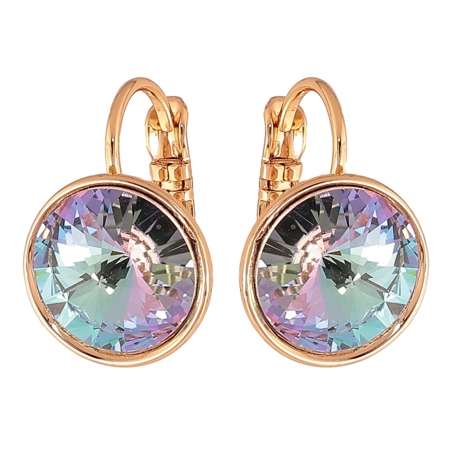 Сережки Xuping колір 18К із кристалами Swarovski французький замок "Кристали  Paradise Shine" ø 12мм фото №1