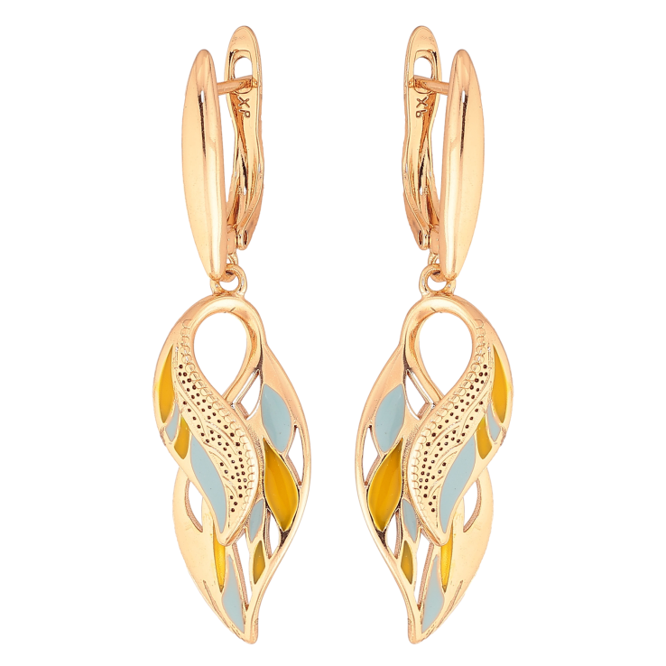 Сережки Xuping колір Позолота 18K англійський замок "Декоративні підвіски з візерунком емаллю" фото №4