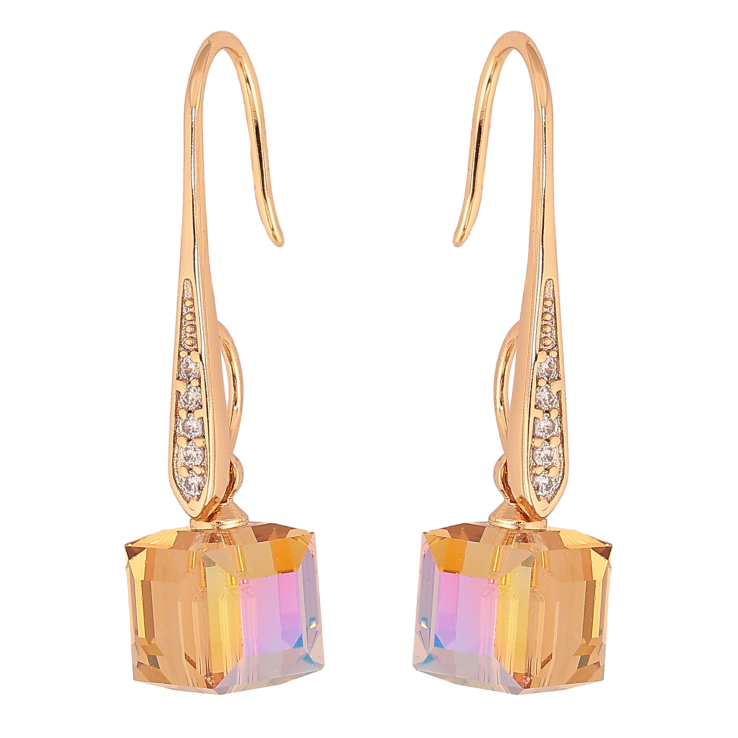 Сережки Xuping колір 18K з кристалами Swarovski французький замок "Кристали Smoked Topaz" фото №9 Сережки Xuping колір 18K з кристалами Swarovski французький замок "Кристали Smoked Topaz" фото №9