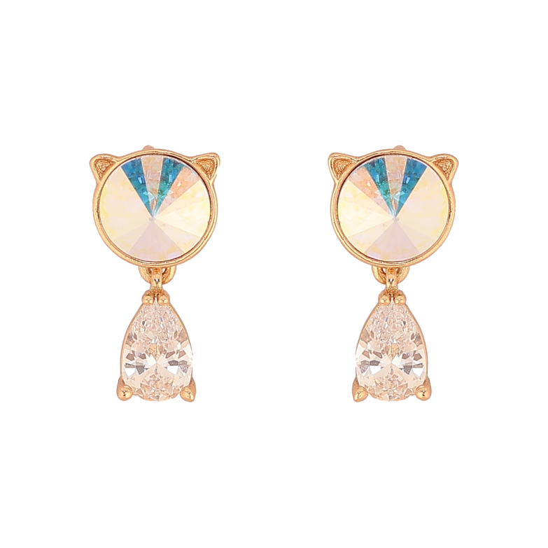 Серьги Xuping цвет 18K с кристаллами Swarovski пусеты "Котики с кристаллом AB" фото №1 Серьги Xuping цвет 18K с кристаллами Swarovski пусеты "Котики с кристаллом AB" фото №1