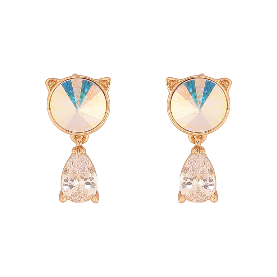 Сережки Xuping колір 18K з кристалами Swarovski пусети "Котики з кристалом AB" фото №1 Сережки Xuping колір 18K з кристалами Swarovski пусети "Котики з кристалом AB" фото №1