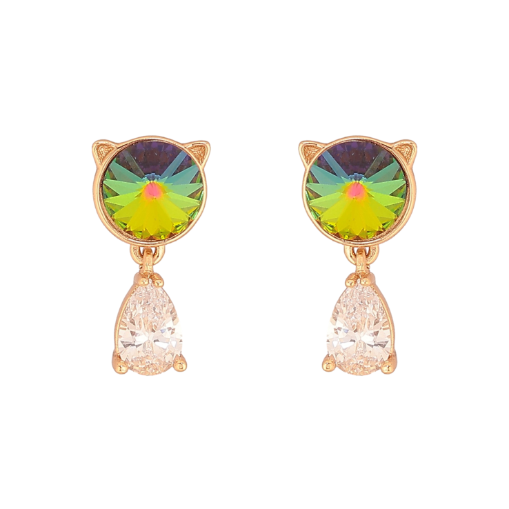 Сережки Xuping колір 18K з кристалами Swarovski пусети "Котики з кристалом Vitrail Medium" фото №14