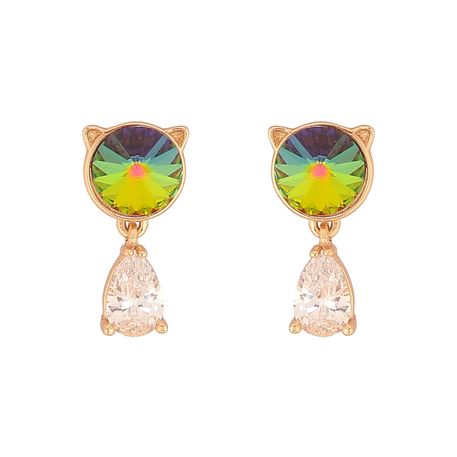 Сережки Xuping колір 18K з кристалами Swarovski пусети "Котики з кристалом Vitrail Medium" фото №1