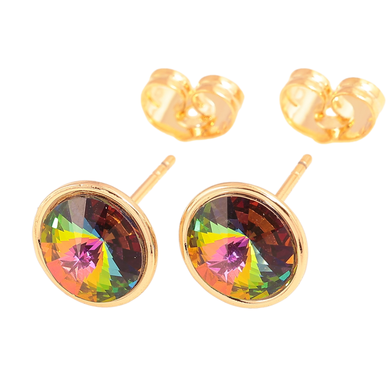 Серьги Xuping цвет 18K с кристаллами Swarovski пусеты "Кристалл Vitrail Medium" ø 10мм фото №13