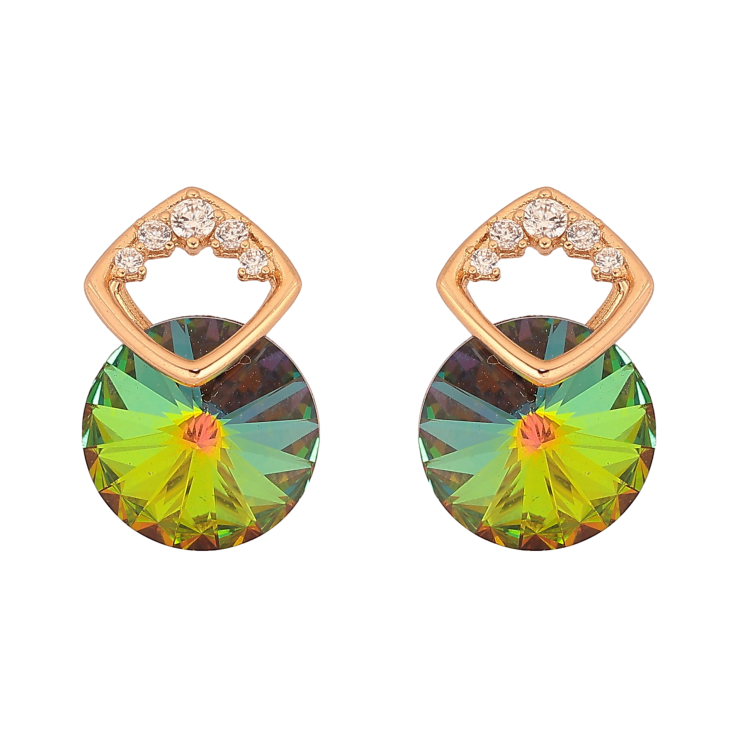 Сережки Xuping колір 18K з кристалами Swarovski пусети "Кристал Vitrail Medium в скріпці ромб" фото №14