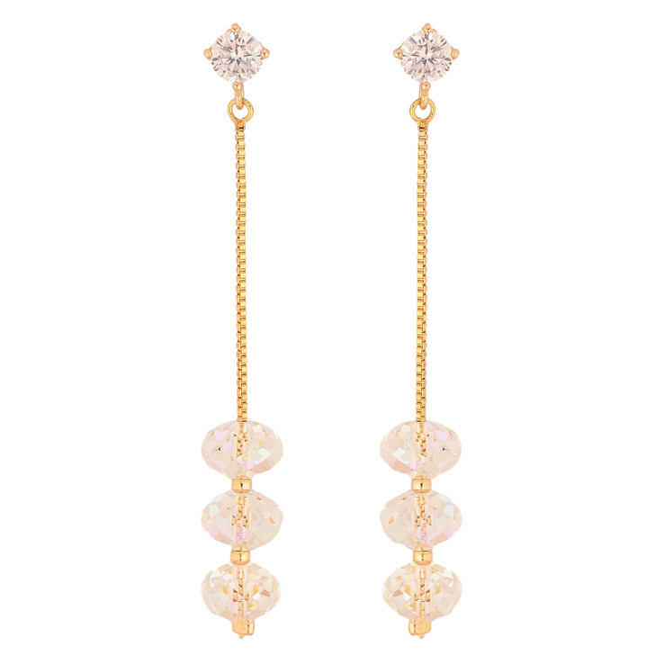 Сережки Xuping колір 18K з кристалами Swarovski пусети "Кристальні намистини Shimmer на ланцюжках" фото №11